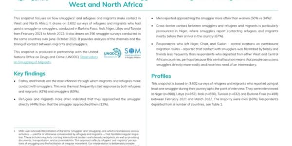 Contact between smugglers and refugees and migrants in West and North Africa