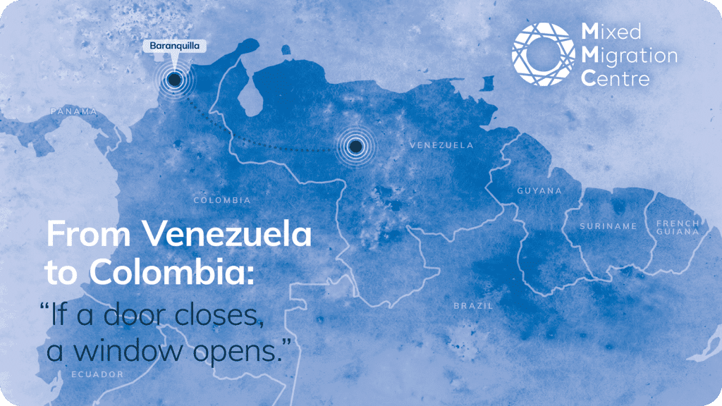 Migration map from Venezuela to Colombia with quote