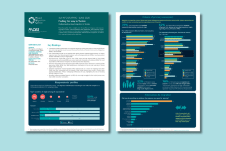 Infographic on migration to Tunisia with charts and statistics